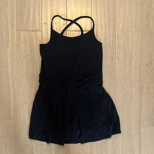 abercrombie kids Active Black Cross Spaghetti-Strap Skater Dress Built-in Shorts